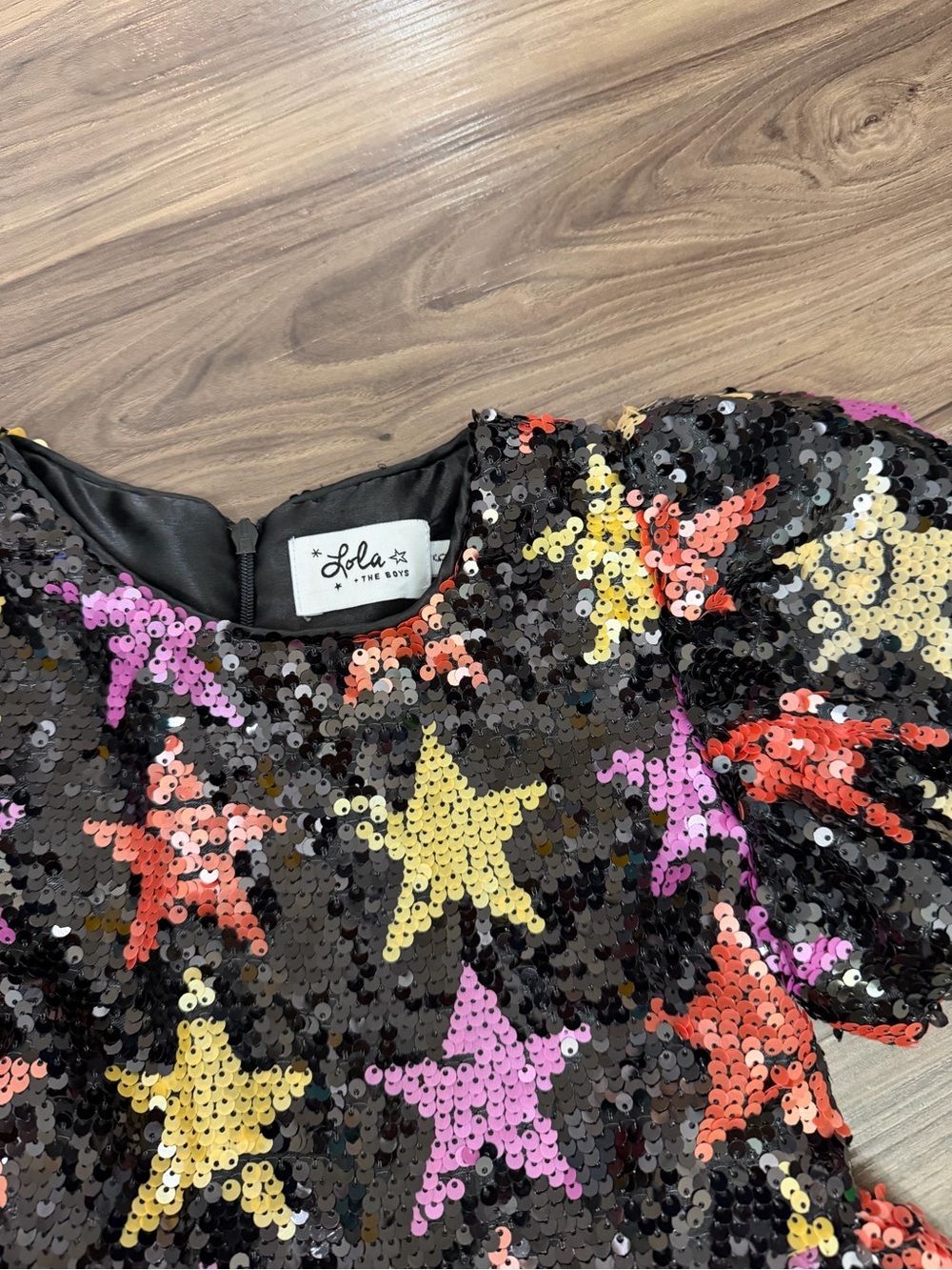 Lola + The Boys girl sz 6 black sequin start party dress - Picture 3 of 9